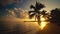 Sunrise over tropical island beach and palm trees Punta Cana Dominican Republic
