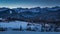 Sunrise over Zakopane in winter, Tatras mountains in Poland