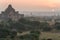 Sunrise Pagodas stupas and temples of Bagan in Myanmar, Burma