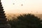 Sunrise Pagodas stupas and temples of Bagan in Myanmar, Burma