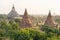 Sunrise Pagodas stupas and temples of Bagan in Myanmar, Burma