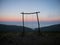 Sunrise panorama of Baloico do Trevim Isto e Lousa adventure rope swing on mountain hill top Coimbra Portugal Europe