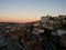 Sunrise panorama of historic old town of Porto Ribeira district Douro riverside bank waterfront in Porto Portugal Europe