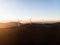 Sunrise panorama of wind turbines farm park on mountain hill top at Baloico do Trevim Lousa swing Coimbra Portugal