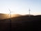 Sunrise panorama of wind turbines farm park on mountain hill top at Baloico do Trevim Lousa swing Coimbra Portugal