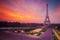 Sunrise in Paris, with the Eiffel Tower