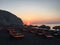 Sunrise in Perissa, Santorini, Greece. Nice and amazing.