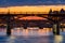 Sunrise on the Pont des Art, Pont Neuf and the Seine River Banks. Paris, France