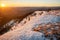 Sunrise at the Praire Mountain near Bragg Creek, Canada, Closest mountains to Calgary city, Praire mountain lookout in the winter