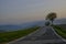 Sunrise on the road in the mountains. natural background. Appennino tosco-emiliano