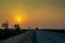 Sunrise road view. Near Jubail highway Road in Saudi Arabia