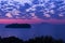 Sunrise Saint Stephen island, view from Ventotene. Lazio Italy