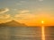 Sunrise in Sarti, Greece, with Mount Athos in the background