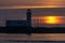 Sunrise at Scarborough Lighthouse in Yorkshire, UK