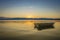 Sunrise scene with boat â€“ Macedonia, Dojran Lake