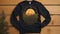 Sunrise Scene Embroidered Black Sweatshirt With Mountains And Trees
