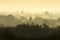 Sunrise scene pagoda ancient city field in Bagan Myanmar.High image quality