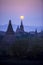 Sunrise scene pagoda ancient city field in Bagan Myanmar.High image quality