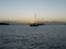 Sunrise Seascape with yachts at anchor. Australia