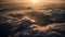 Sunrise seen from the air, dramatic view. Sky, heaven image. Generative AI.