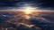 Sunrise seen from the air, dramatic view. Sky, heaven image. Generative AI.