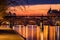 Sunrise on Seine River and Pond des Arts, Paris France