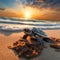 Sunrise Serenade: Baby Turtle on the Beach