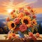 Sunrise Splendor: A Breathtaking Bouquet of Orange Roses and Sunflowers