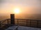 Sunrise a the steel lookout tower Havran in cesky les