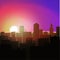 sunrise or sunset in city. urban landscape evening or morning