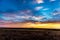 Sunrise or sunset in the Russian steppe at golden hour