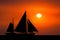 Sunrise Sunset Sailboat Ocean Background