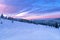 Sunrise sunset winter mountains landscape violet pink blue sky cloud snow