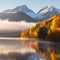 Sunrise Symphony: Fog's Cozy Dance on the Mountain Lake
