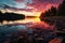 Sunrise symphony sky hue mirrored in calm water, sunrise and sunset wallpaper