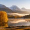 Sunrise Tapestry: Mountains and Lake, Fog-Woven Morning