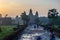 Sunrise and the three towers of Angkor Wat