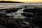 Sunrise on Tide Pools and Pahoehoe Lava On Punalu\\\'u Beach