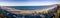 Sunrise time in Santa Monica beach, Los Angeles, California. Panorama Photo