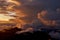 Sunrise on the top of Mount Adam Peak. Rising of the sun on SriPada Sri Lanka. The mountain of butterflies. Background for poster.