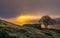 Sunrise of Top Withens or Top Withins, this farmhouse has been associated with `Wuthering Heights