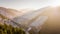Sunrise Train Canyon Rheinschlucht Switzerland Aerial 4k