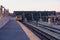 Sunrise on the train platform as the G Train arrives at the Smith Street