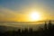 Sunrise in the Ukrainian Carpathian Mountains. Sun Rising over Hoverla Mountain, Highest Point of Ukraine.