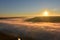Sunrise view from above the clouds.