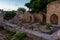 Sunrise view of ancient ruins of Rhodes town in Greece