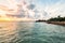 Sunrise view with bench in Esplanade, George Town, Penang, Malaysia