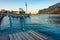 Sunrise view of boats mooring at Gerolimenas, Greece