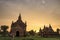 Sunrise view with Buddhist Temples in Bagan Myanmar