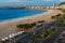 Sunrise view of Copacabana beach and Avenida Atlantica in Rio de Janeiro